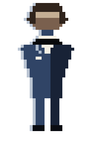 Agent Pixel, a tuxedo silhouette